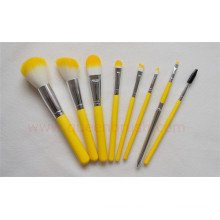 Nuevo estilo amarillo 8pcs cepillo de maquillaje